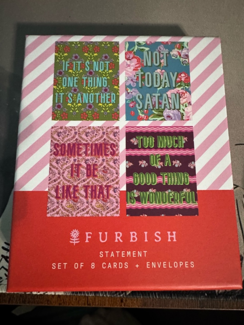 Furbish Pink Statement Greeting Card Set - 8 Cards & Envelopes